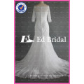 ED Bridal Elegant Bateau Neck Half Sleeve Mermaid Lace White Button Back Wedding Dresses Made In China
